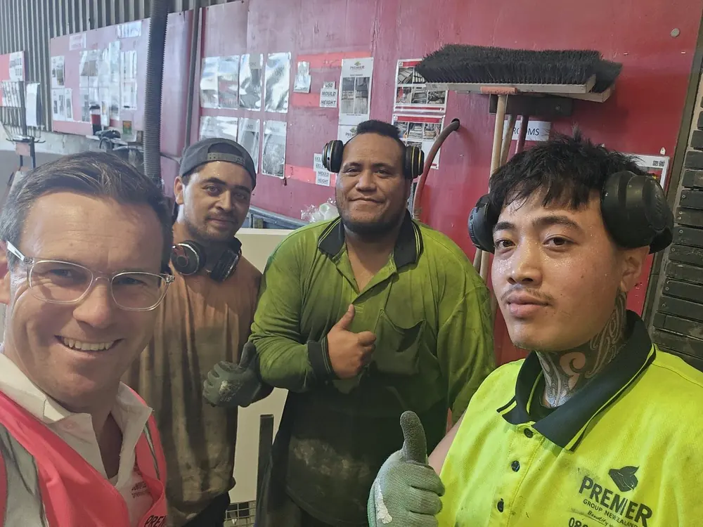 Bernard Powell with his team on the factory floor